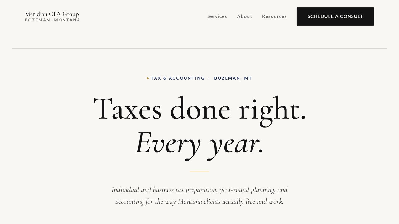Meridian CPA homepage