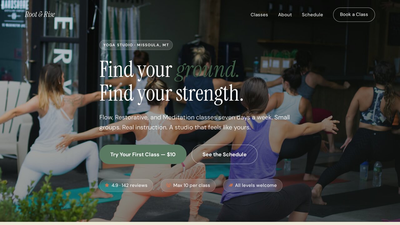 Root Rise Yoga homepage